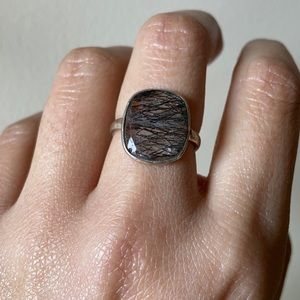Rutilated Quartz 925 sterling silver ring (6.5)